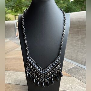 Premier Designs Jewelry STAR GAZE AB Aurora Borealis Glass Black Necklace 16-30”